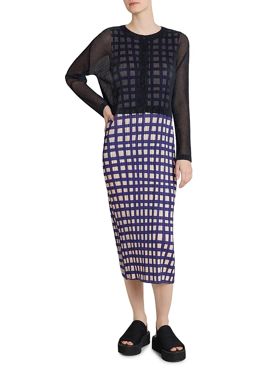 Pleats Please Issey Miyake Women's Basket Printed Plissé Midi-Dress | Thumbnail 2 Pleats Please Issey Miyake Women's Basket Printed Plissé Midi-Dress | Thumbnail 2