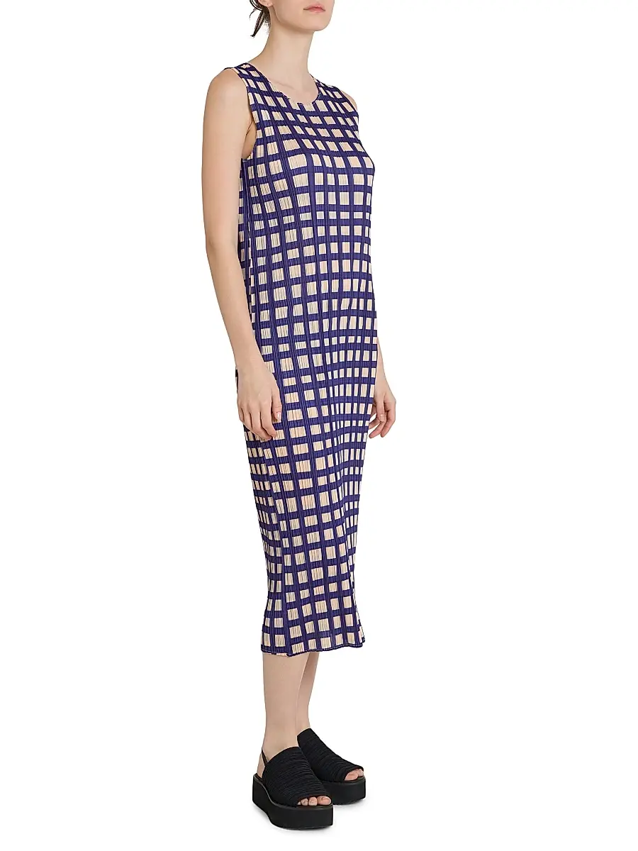 Pleats Please Issey Miyake Women's Basket Printed Plissé Midi-Dress | Thumbnail 4 Pleats Please Issey Miyake Women's Basket Printed Plissé Midi-Dress | Thumbnail 4