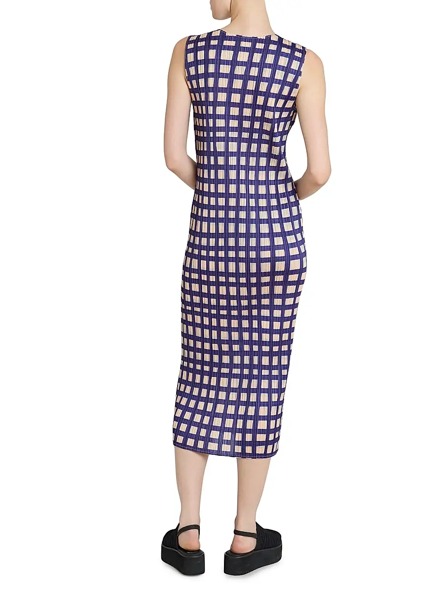 Pleats Please Issey Miyake Women's Basket Printed Plissé Midi-Dress | Thumbnail 5 Pleats Please Issey Miyake Women's Basket Printed Plissé Midi-Dress | Thumbnail 5