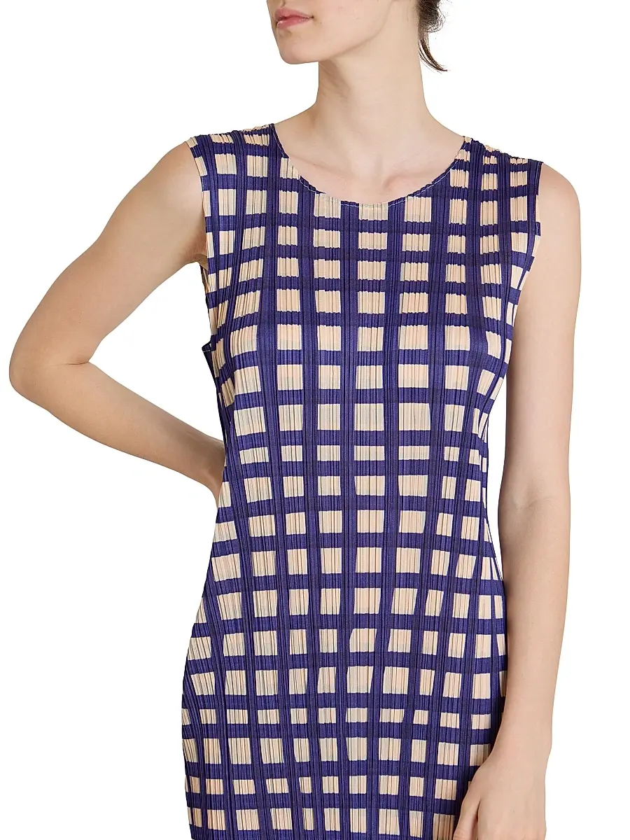 Pleats Please Issey Miyake Women's Basket Printed Plissé Midi-Dress | Thumbnail 6 Pleats Please Issey Miyake Women's Basket Printed Plissé Midi-Dress | Thumbnail 6