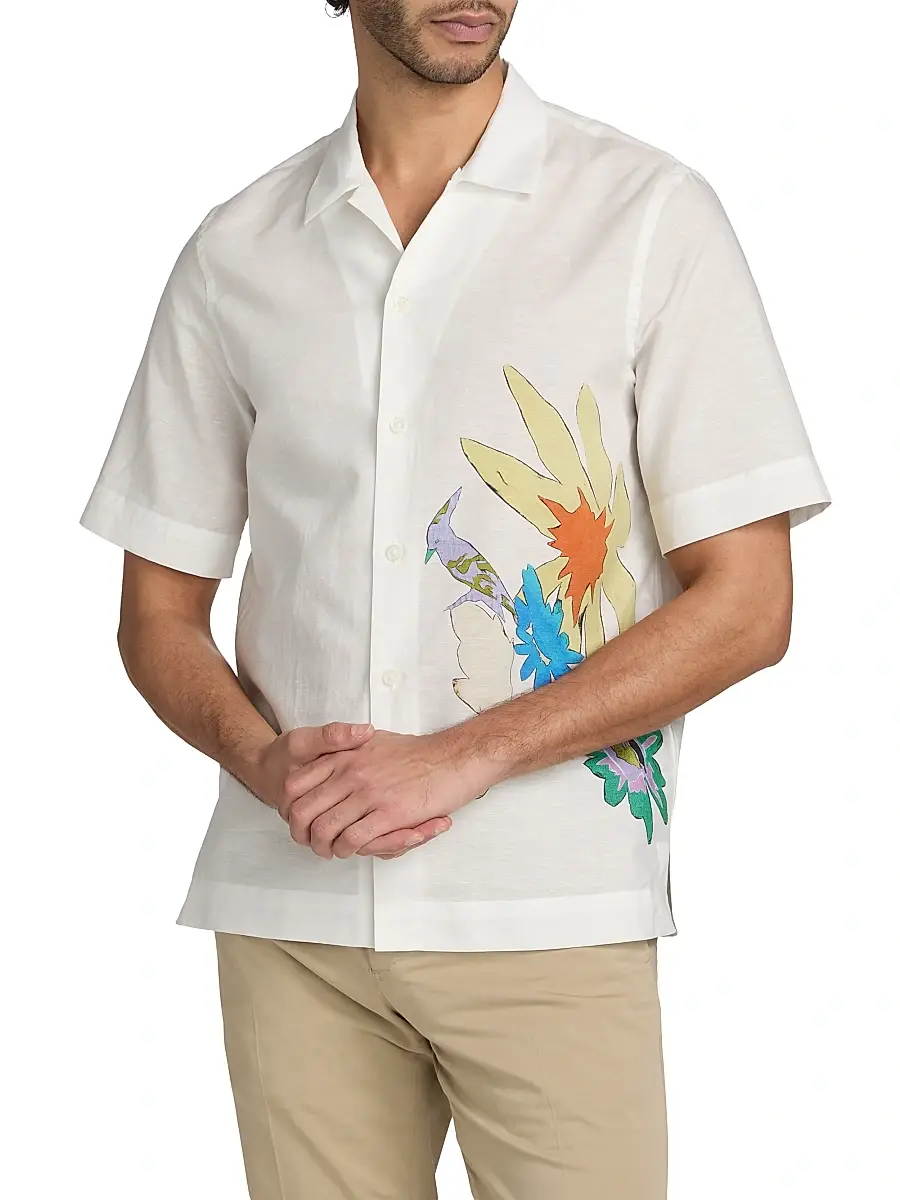 Paul Smith Men's Bird & Flowers Camp Shirt | Thumbnail 3 Paul Smith Men's Bird & Flowers Camp Shirt | Thumbnail 3