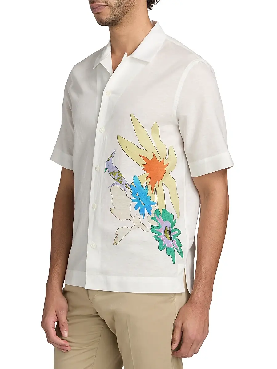 Paul Smith Men's Bird & Flowers Camp Shirt | Thumbnail 4 Paul Smith Men's Bird & Flowers Camp Shirt | Thumbnail 4