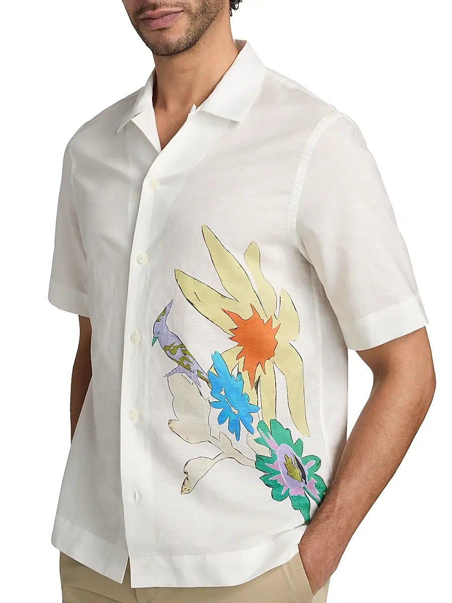 Paul Smith Men's Bird & Flowers Camp Shirt | Thumbnail 6 Paul Smith Men's Bird & Flowers Camp Shirt | Thumbnail 6