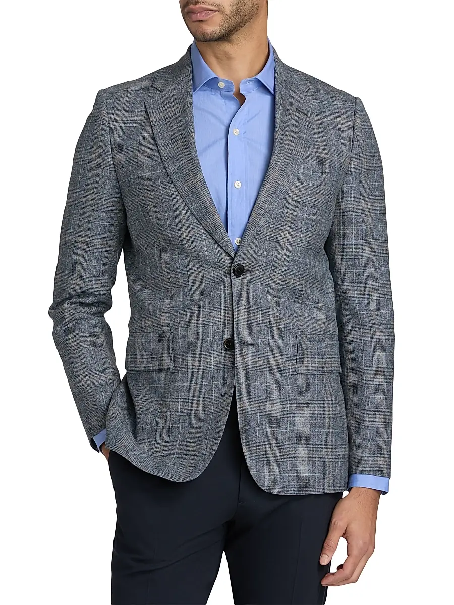 Paul Smith Men's Glen Plaid Wool-Blend Tailored-Fit Jacket | Thumbnail 3 Paul Smith Men's Glen Plaid Wool-Blend Tailored-Fit Jacket | Thumbnail 3