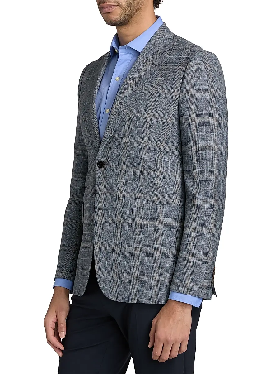 Paul Smith Men's Glen Plaid Wool-Blend Tailored-Fit Jacket | Thumbnail 4 Paul Smith Men's Glen Plaid Wool-Blend Tailored-Fit Jacket | Thumbnail 4