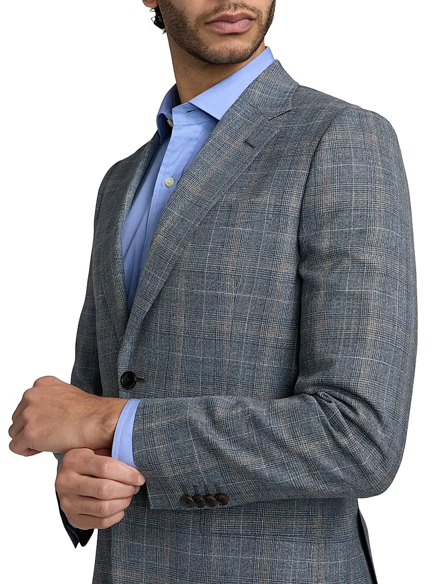Paul Smith Men's Glen Plaid Wool-Blend Tailored-Fit Jacket | Thumbnail 6 Paul Smith Men's Glen Plaid Wool-Blend Tailored-Fit Jacket | Thumbnail 6