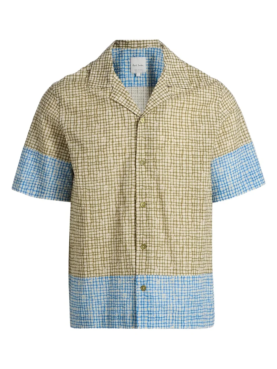 Paul Smith Men's Grid Cotton Camp Shirt