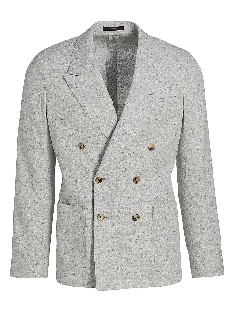 Men's Linen-Silk-Wool Double-Breasted Blazer Men's Linen-Silk-Wool Double-Breasted Blazer