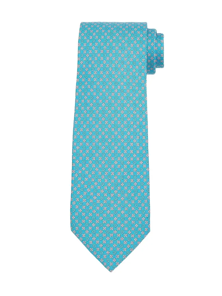 Men's Floral-Gancio Silk Tie - Blue