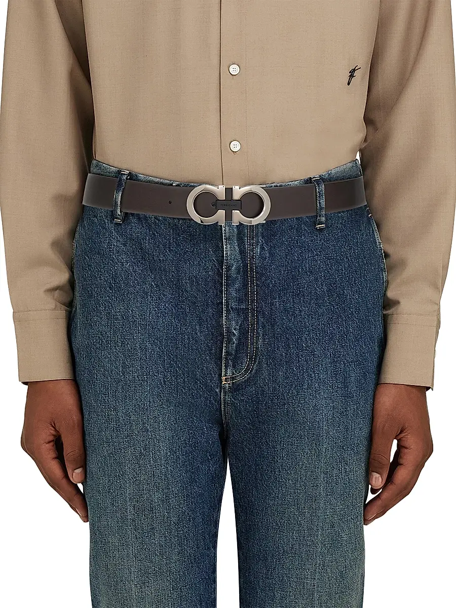 Ferragamo Men's Gancini Reversible Leather Belt | Thumbnail 2
