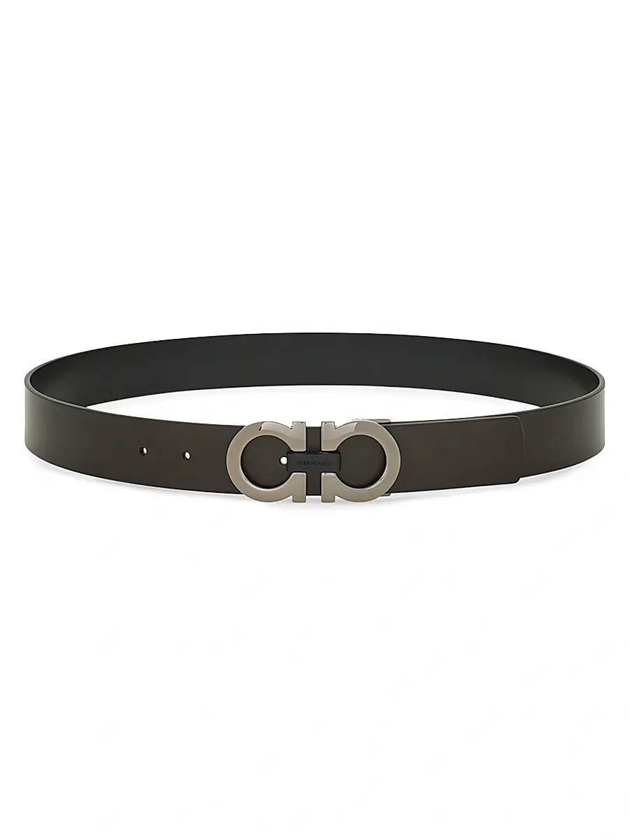 Ferragamo Men's Gancini Reversible Leather Belt - Brown Black | Image 1 Ferragamo Men's Gancini Reversible Leather Belt - Brown Black | Image 1