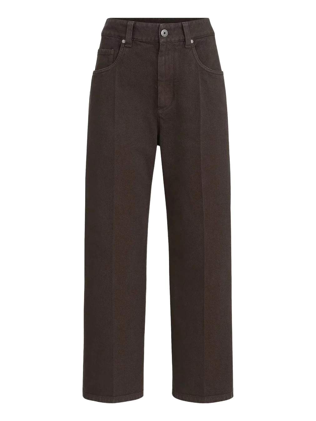 Brunello Cucinelli Women's Dyed Denim Contemporary Square Jeans with Monili - Pine Cone Brown