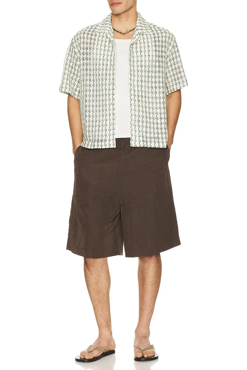 Percival Freddie Crochet Cuban Collar Boxy Shirt | Thumbnail 3 Percival Freddie Crochet Cuban Collar Boxy Shirt | Thumbnail 3