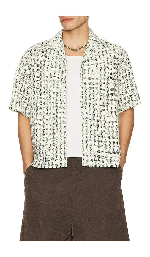 Percival Freddie Crochet Cuban Collar Boxy Shirt | Thumbnail 6 Percival Freddie Crochet Cuban Collar Boxy Shirt | Thumbnail 6