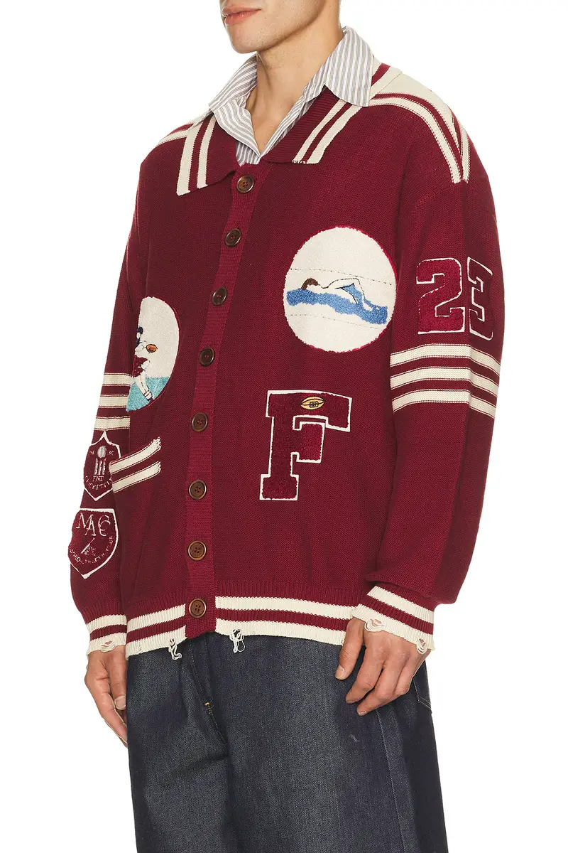 Found Varsity Patch Collared Cardigan | Thumbnail 2 Found Varsity Patch Collared Cardigan | Thumbnail 2