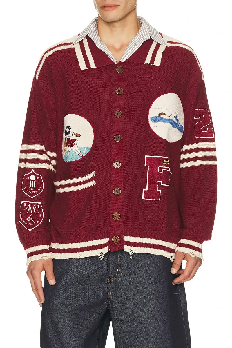 Found Varsity Patch Collared Cardigan | Image 1 Found Varsity Patch Collared Cardigan | Image 1