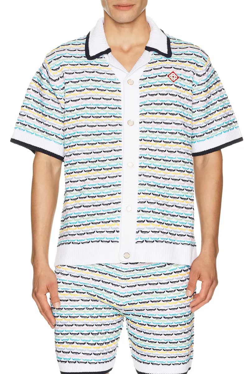 Casablanca Tuck Stitch Short Sleeve Shirt | Image 1 Casablanca Tuck Stitch Short Sleeve Shirt | Image 1