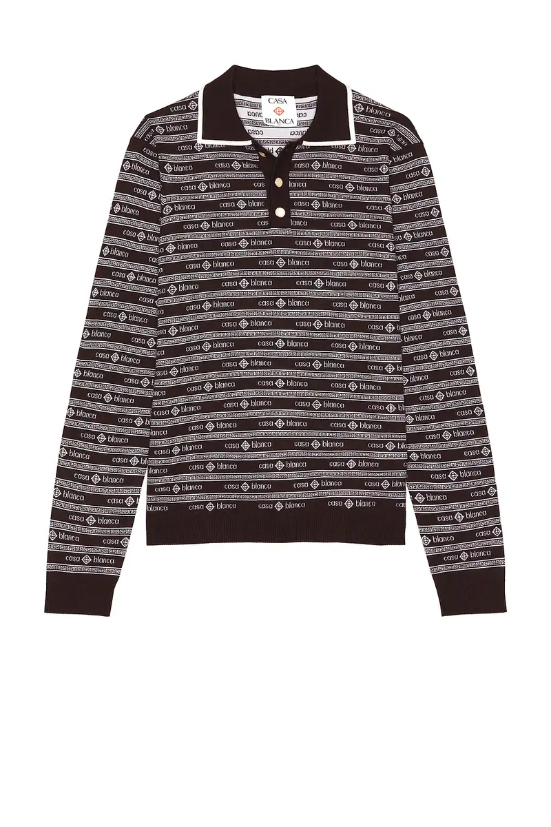 Casablanca Wordmark Long Sleeve Polo | Thumbnail 4 Casablanca Wordmark Long Sleeve Polo | Thumbnail 4