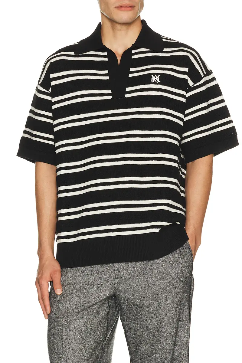 AMIRI MA Stripe Knit Polo | Image 1 AMIRI MA Stripe Knit Polo | Image 1