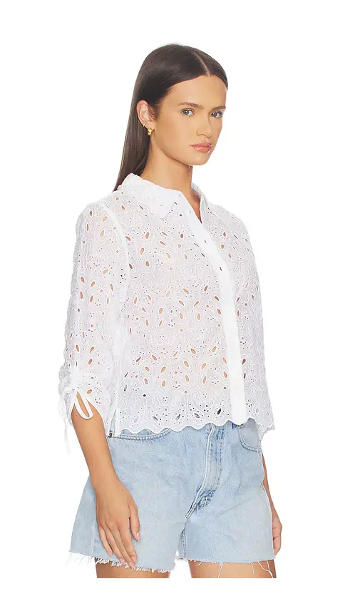 Frame The Paisely Eyelet Cinch Sleeve Shirt | Thumbnail 2