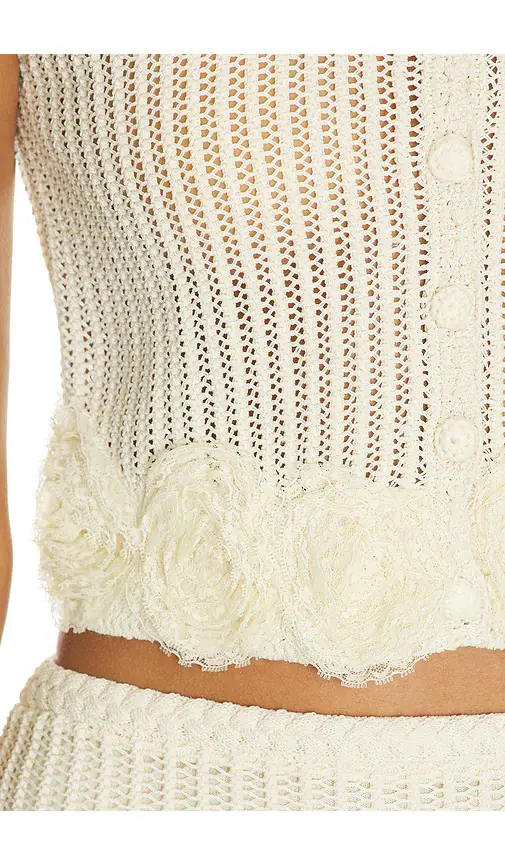 Self-Portrait Cream Crochet Flower Knit Top | Thumbnail 5 Self-Portrait Cream Crochet Flower Knit Top | Thumbnail 5