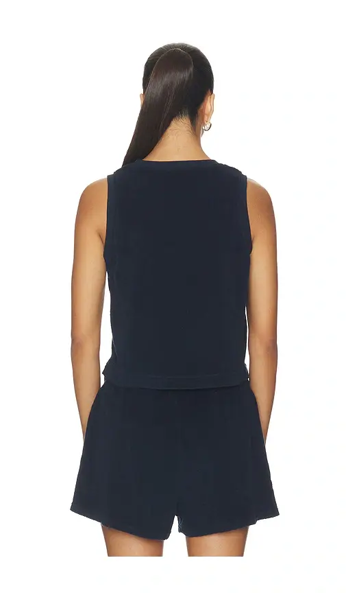 perfectwhitetee Esther Loop Terry High Neck Crop Tank | Thumbnail 3