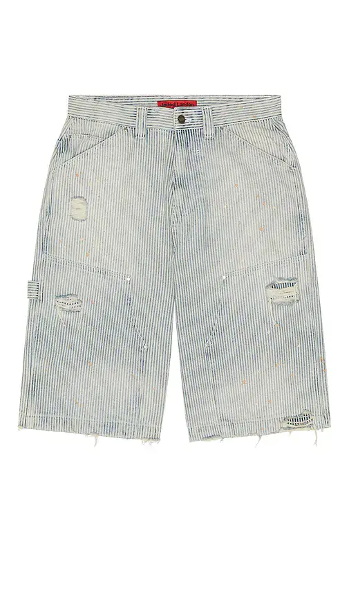 Jaded London Distressed Pinstripe Carpenter Jorts | Thumbnail 5 Jaded London Distressed Pinstripe Carpenter Jorts | Thumbnail 5