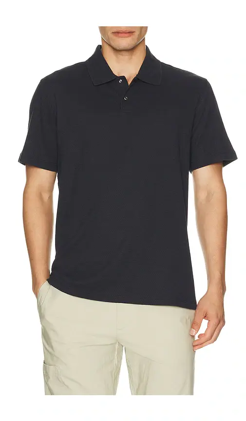 Vince Mesh Knit Snap Short Sleeve Polo | Image 1 Vince Mesh Knit Snap Short Sleeve Polo | Image 1