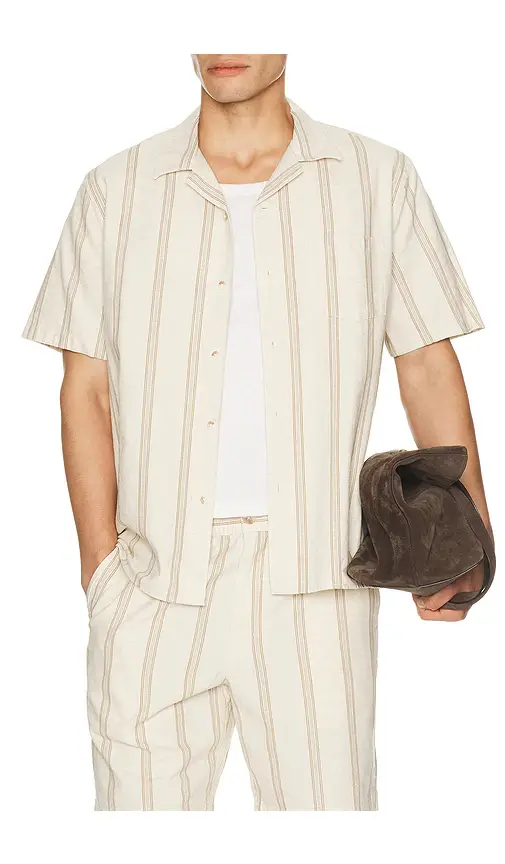 Vince Cove Stripe Short Sleeve Cabana Shirt | Image 1 Vince Cove Stripe Short Sleeve Cabana Shirt | Image 1