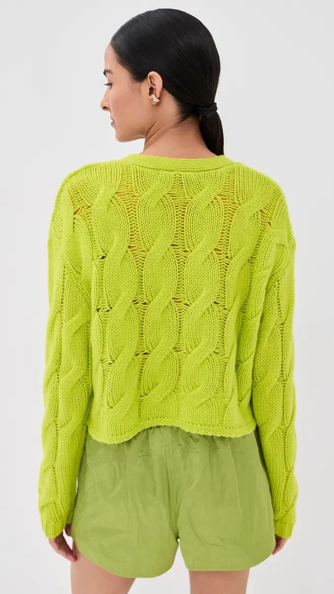 Sablyn Jolie Cropped Cashmere Cable Cardigan Chartruese | Thumbnail 4 Sablyn Jolie Cropped Cashmere Cable Cardigan Chartruese | Thumbnail 4