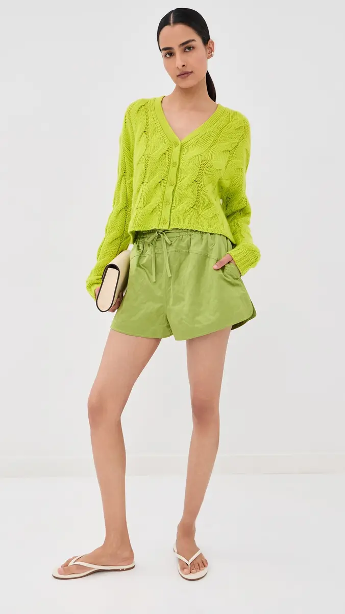 Sablyn Jolie Cropped Cashmere Cable Cardigan Chartruese | Thumbnail 6 Sablyn Jolie Cropped Cashmere Cable Cardigan Chartruese | Thumbnail 6