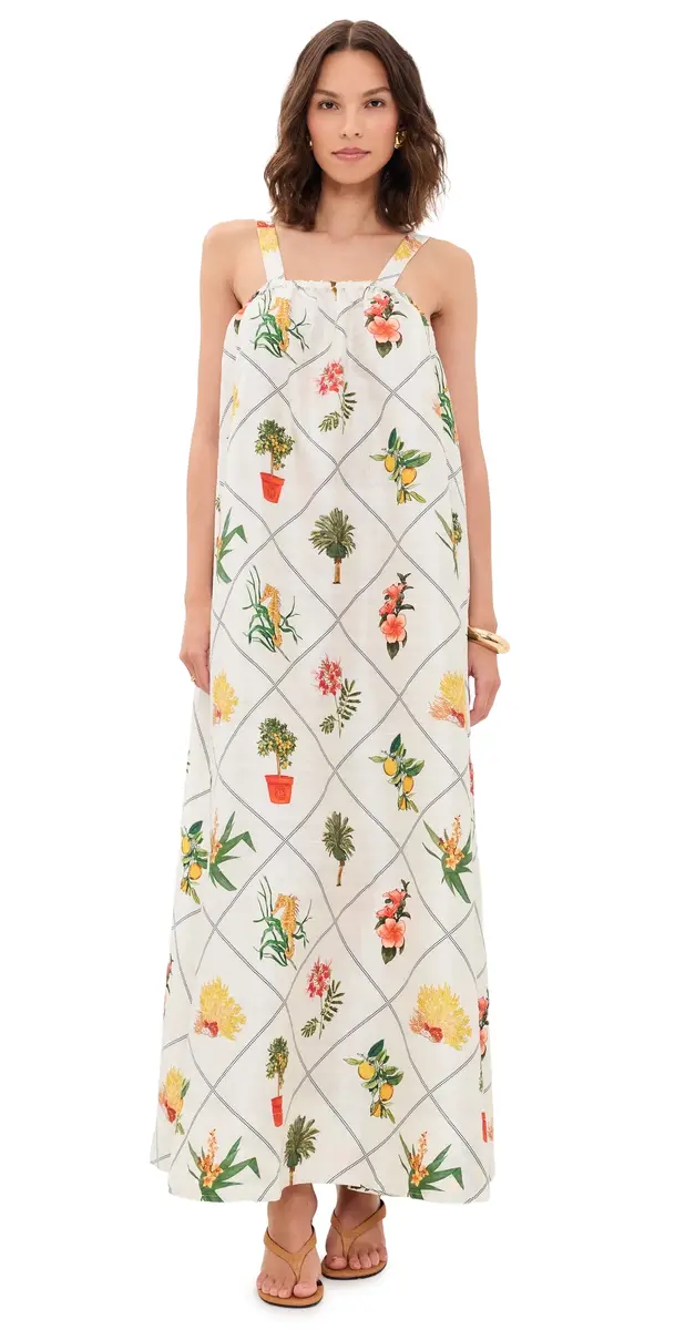 Coniglio Palm Beach Low Back Tie Silk Maxi Dress Florida Frame Cracked Coconut One Size | Image 1 Coniglio Palm Beach Low Back Tie Silk Maxi Dress Florida Frame Cracked Coconut One Size | Image 1
