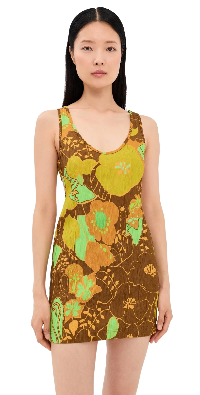 Tibi Kamara Print Racerback Short Dress