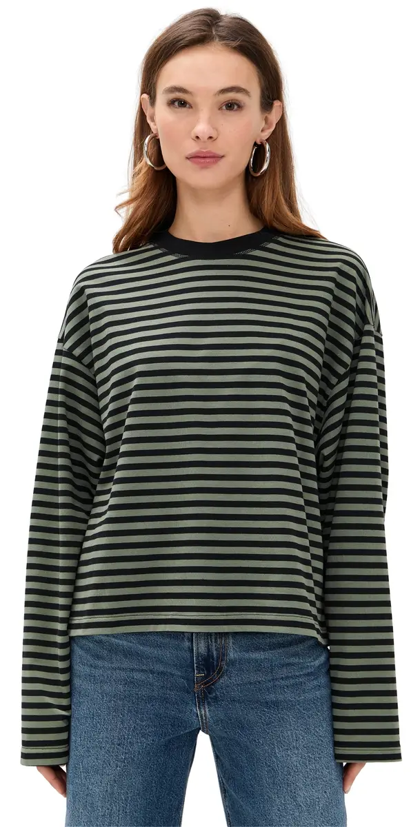 Lioness Bloom Long Sleeve Tee Forest tripe | Image 1 Lioness Bloom Long Sleeve Tee Forest tripe | Image 1