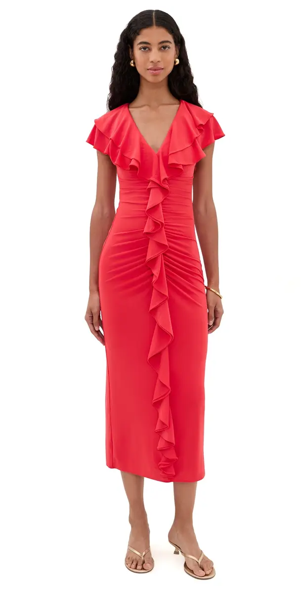 Cinq à Sept Tallis Midi Dress Crimson Aura 6 | Image 1 Cinq à Sept Tallis Midi Dress Crimson Aura 6 | Image 1