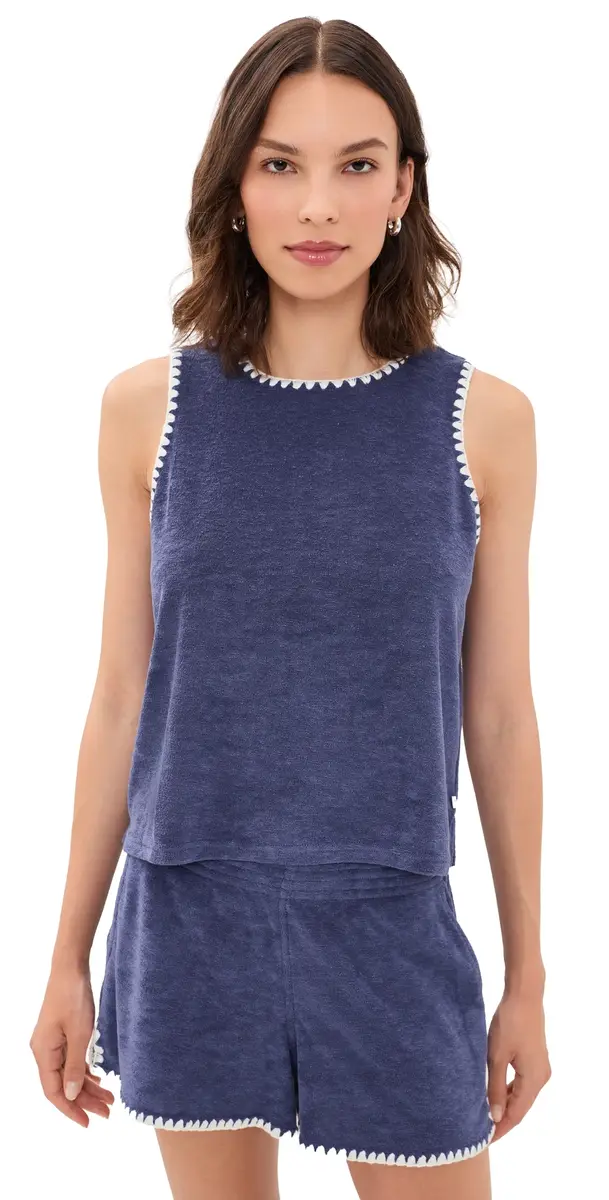 Marine Layer Towel Terry Shell Tank Deep Cobalt L | Image 1 Marine Layer Towel Terry Shell Tank Deep Cobalt L | Image 1