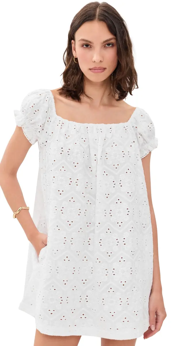 La Maregold The Ophelia Dress White Diamond Eyelet | Image 1 La Maregold The Ophelia Dress White Diamond Eyelet | Image 1
