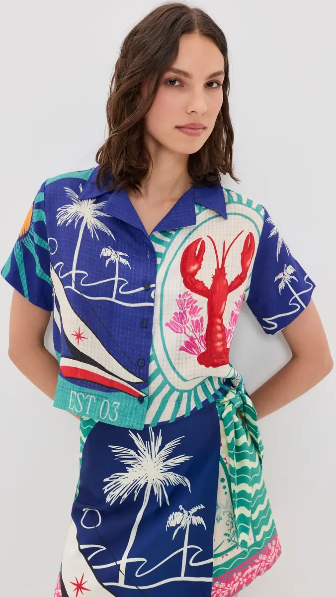 Agua Bendita Prim Cropped Button Down Shirt | Thumbnail 2