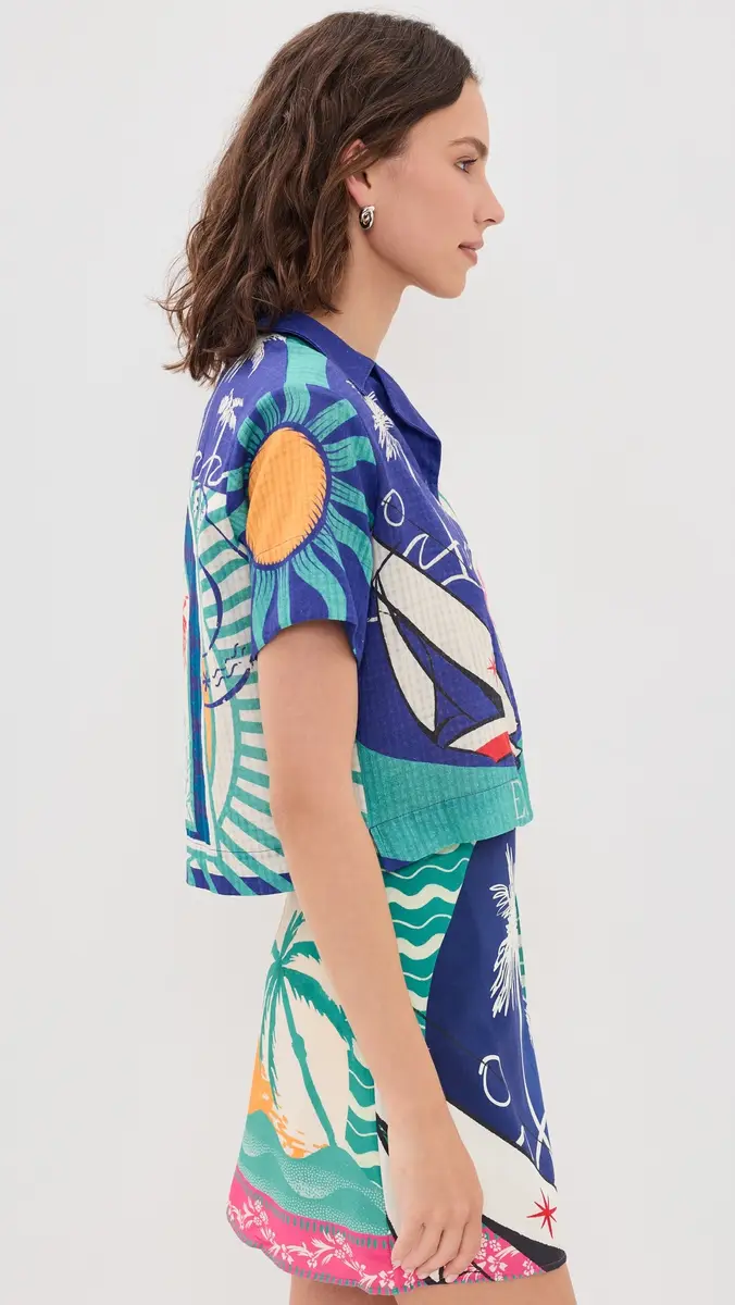 Agua Bendita Prim Cropped Button Down Shirt | Thumbnail 4