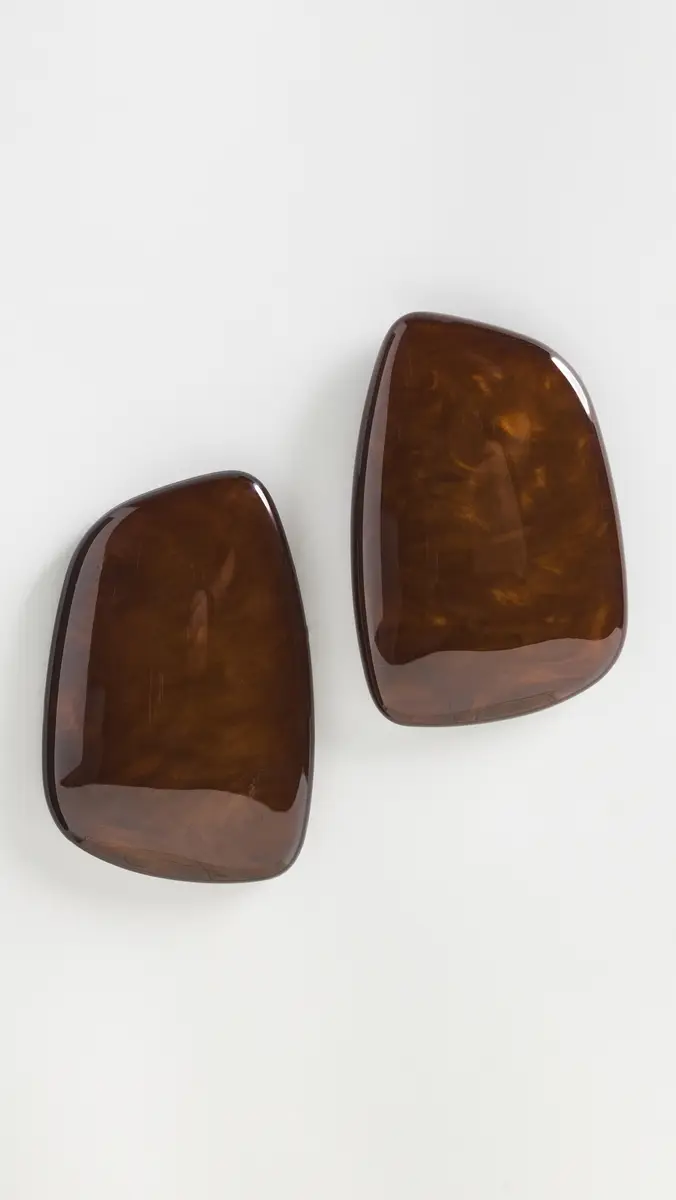 By Adina Eden Chocolate Natural Shape Stud Earrings | Thumbnail 2