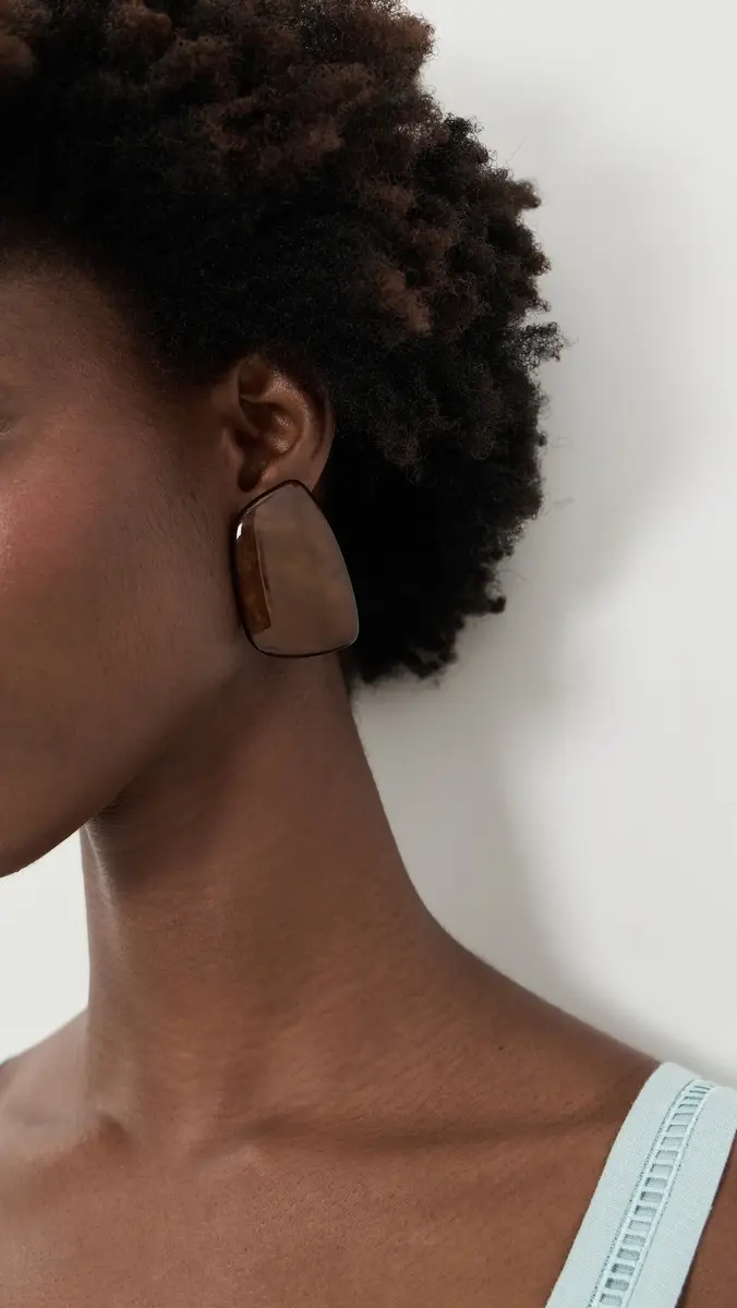 By Adina Eden Chocolate Natural Shape Stud Earrings | Thumbnail 3