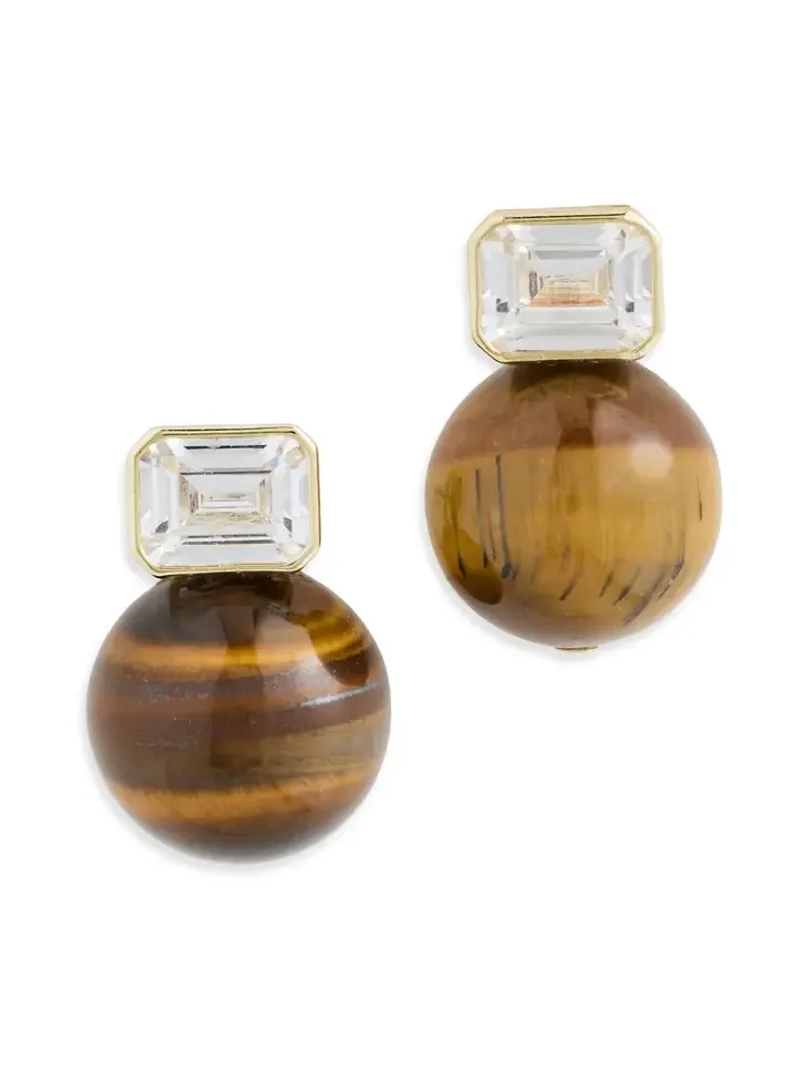 Baguette Tiger Eye Earrings