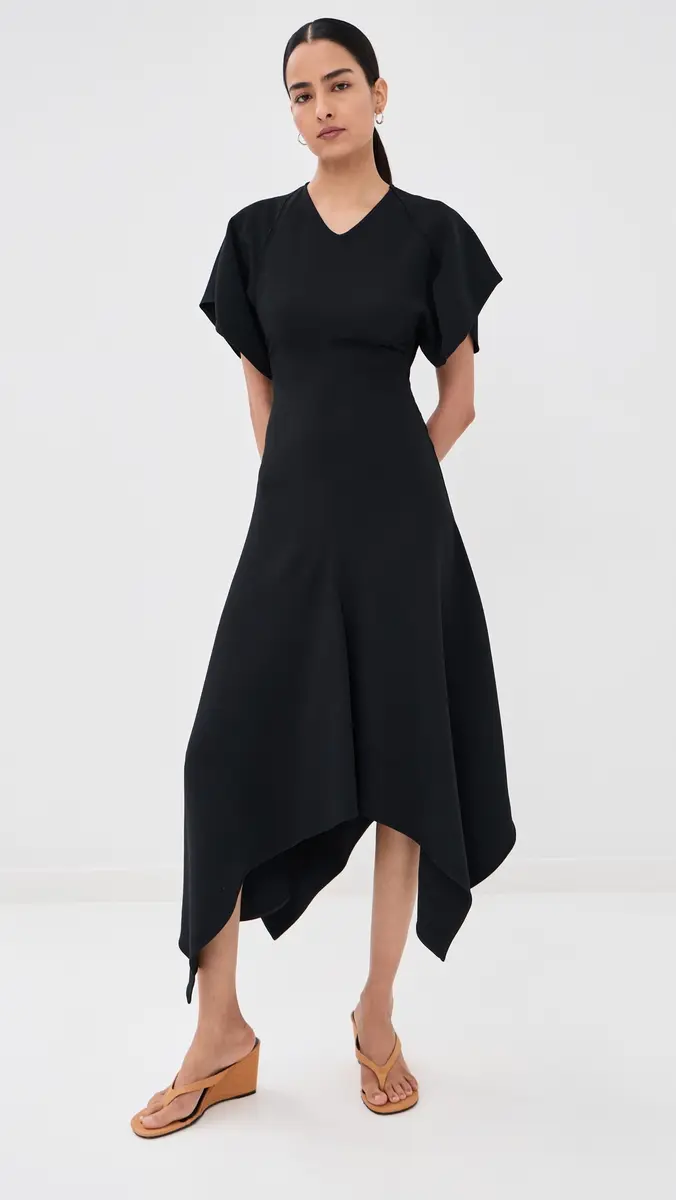 Victoria Beckham V Neck Draped Dress | Thumbnail 2 Victoria Beckham V Neck Draped Dress | Thumbnail 2