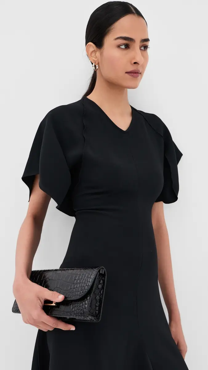 Victoria Beckham V Neck Draped Dress | Thumbnail 3 Victoria Beckham V Neck Draped Dress | Thumbnail 3