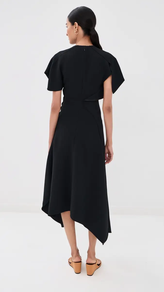 Victoria Beckham V Neck Draped Dress | Thumbnail 4 Victoria Beckham V Neck Draped Dress | Thumbnail 4