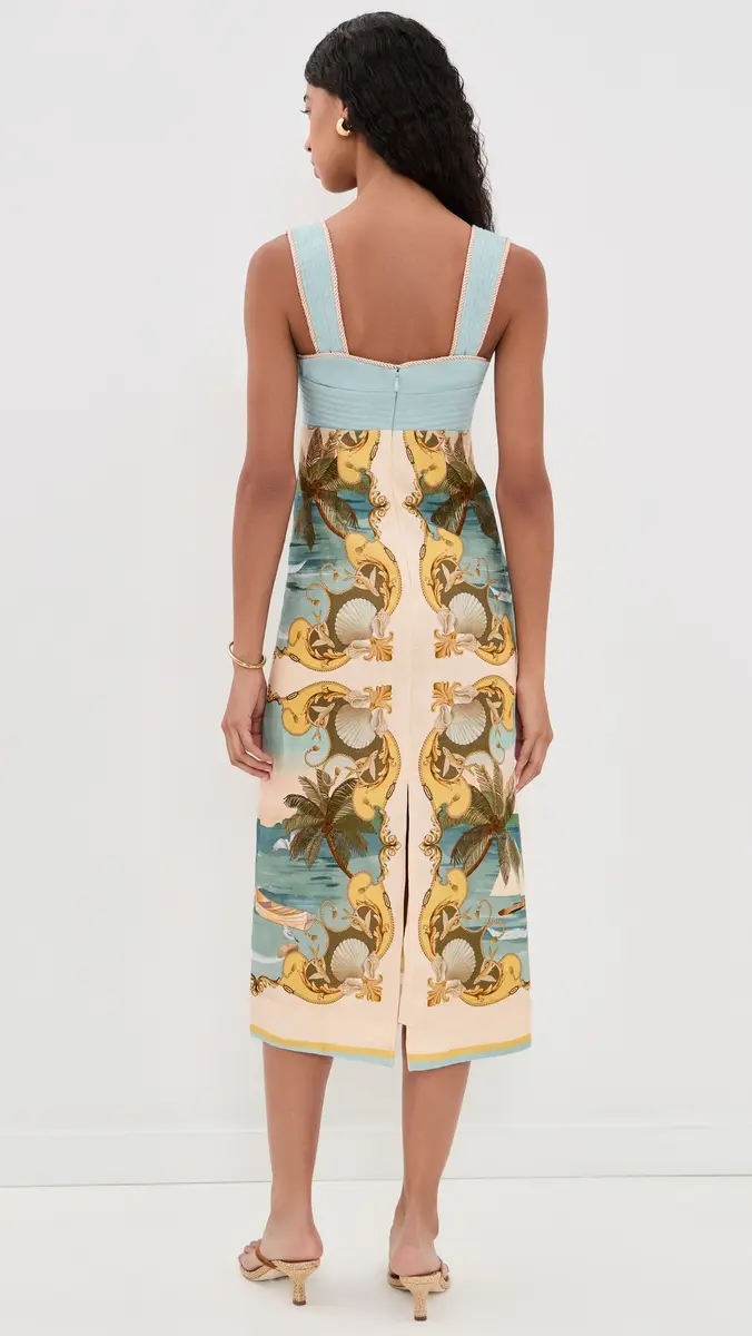 Farm Rio Royal Sea Linen Dress | Thumbnail 3
