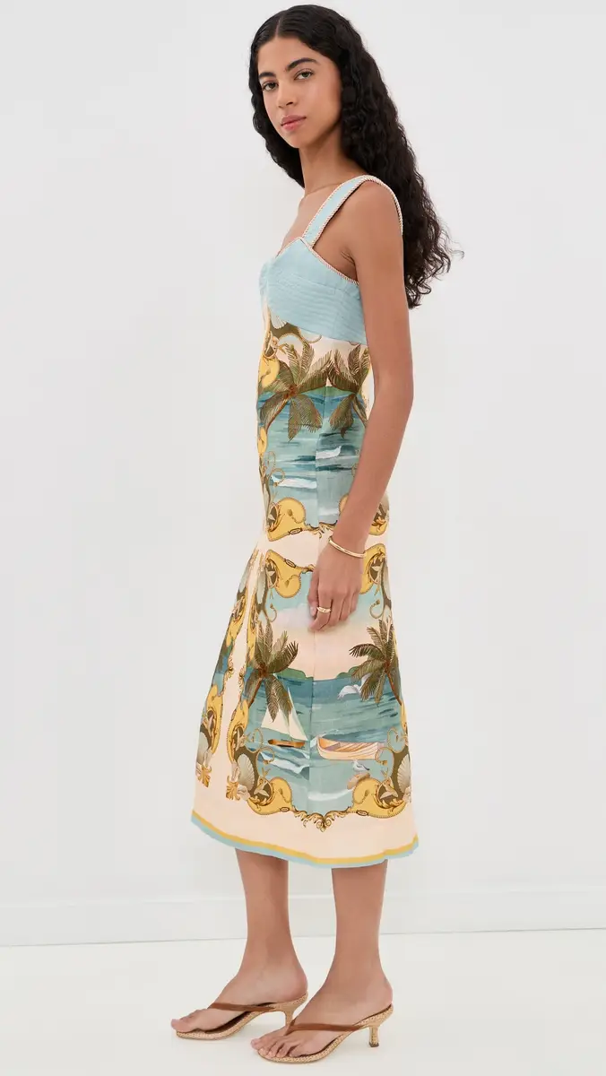 Farm Rio Royal Sea Linen Dress | Thumbnail 4