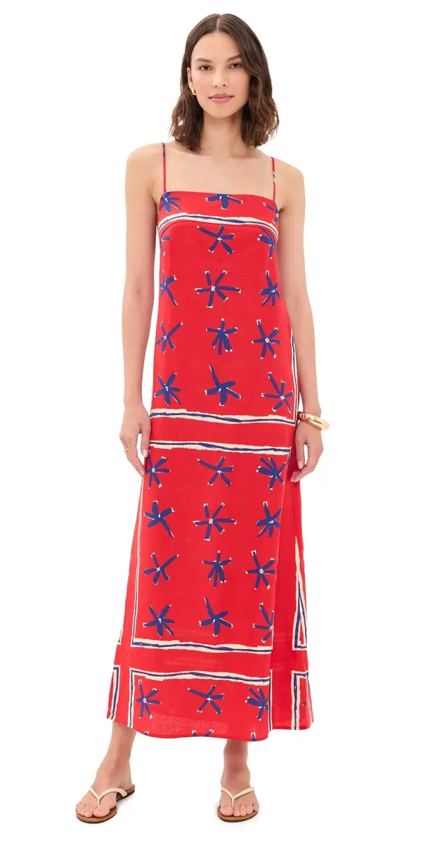Staud Laura Linen Dress Painted Foulard | Image 1 Staud Laura Linen Dress Painted Foulard | Image 1