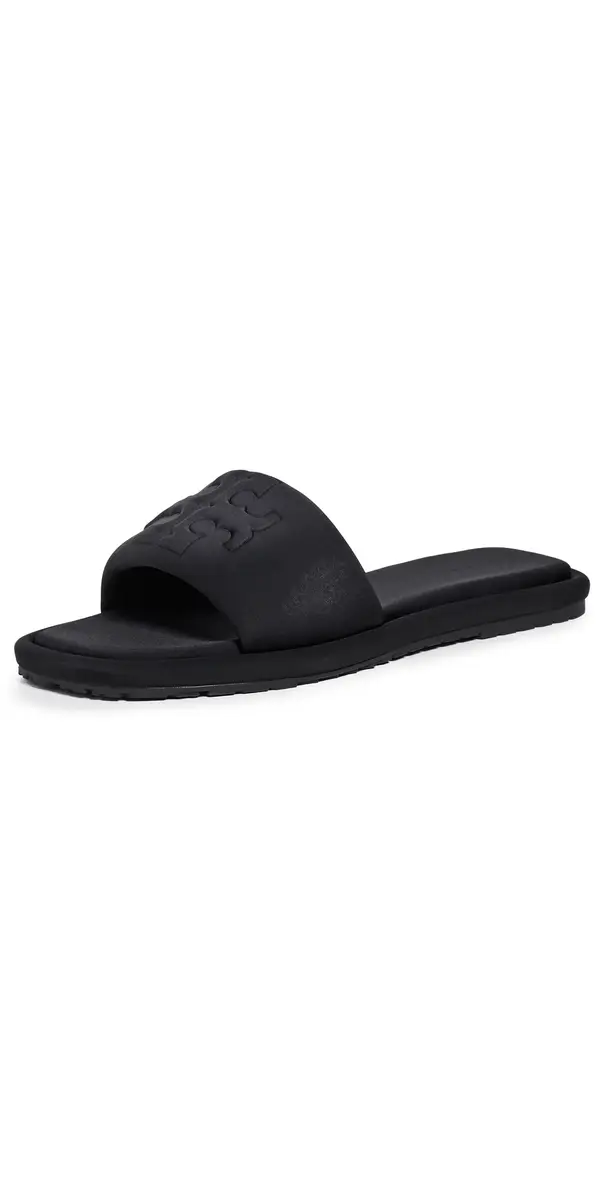 Tory Burch Double T Sport Slides Prefect Black Scuba 8 | Image 1 Tory Burch Double T Sport Slides Prefect Black Scuba 8 | Image 1