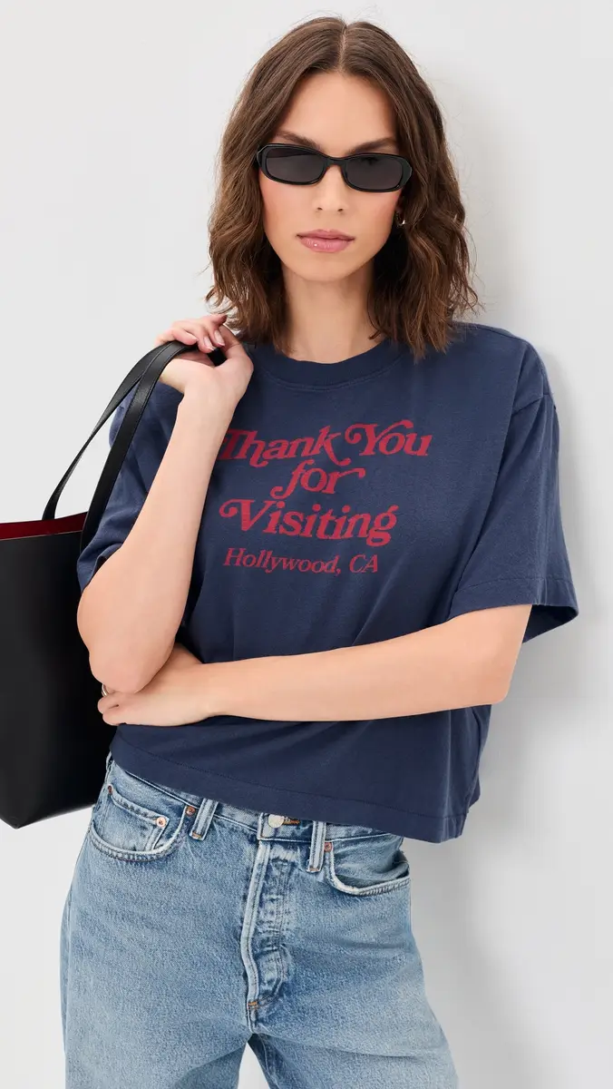 Madewell The Boxy Crop Tee in Vintage Jersey Thank You For Visiting Graphic | Thumbnail 2